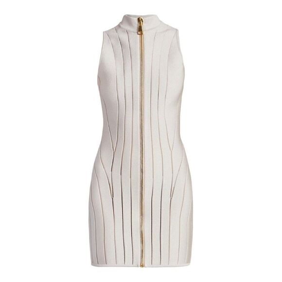 BALMAIN Sleeveless Zip Front Light Rose Minidress Size 10 (42) NWD - Picture 5 of 15